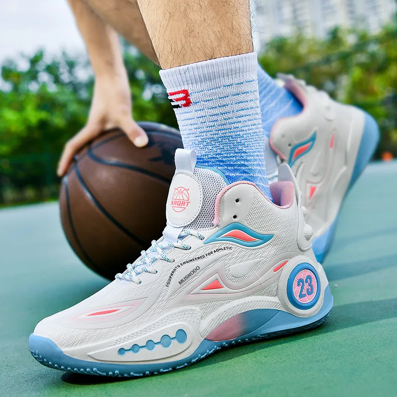 MUSNODO Cushioning, Slip Resistant, Abrasion Resistant, Breathable, Coverage, Rebound Mid Top Basketball Shoes Unisex-13