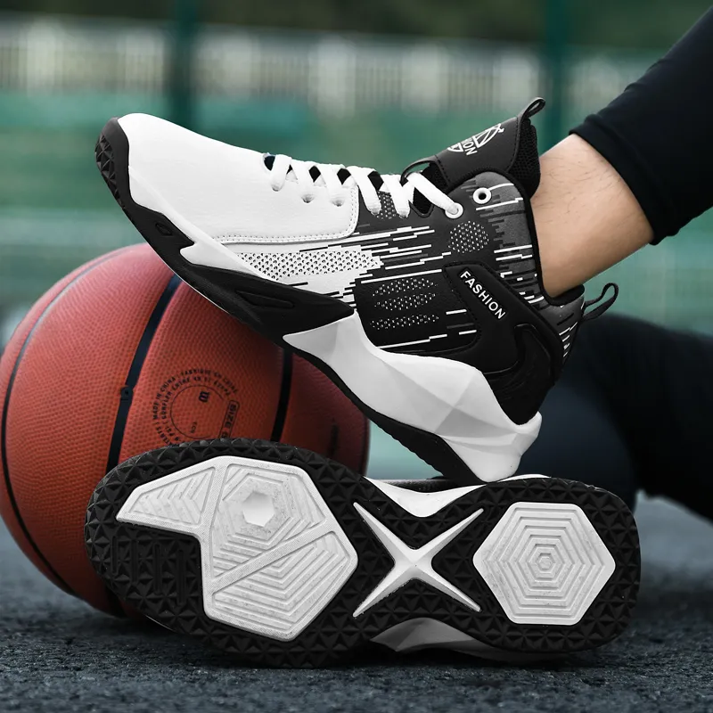 MUSNODO Cushioning, Slip Resistant, And Abrasion Resistant High Top Basketball Shoes Unisex Black White Mismatched-33