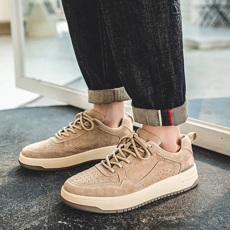 MUSNODO Skateboard Shoes Men Low Top Brown/Beige/Dark Coffee-6