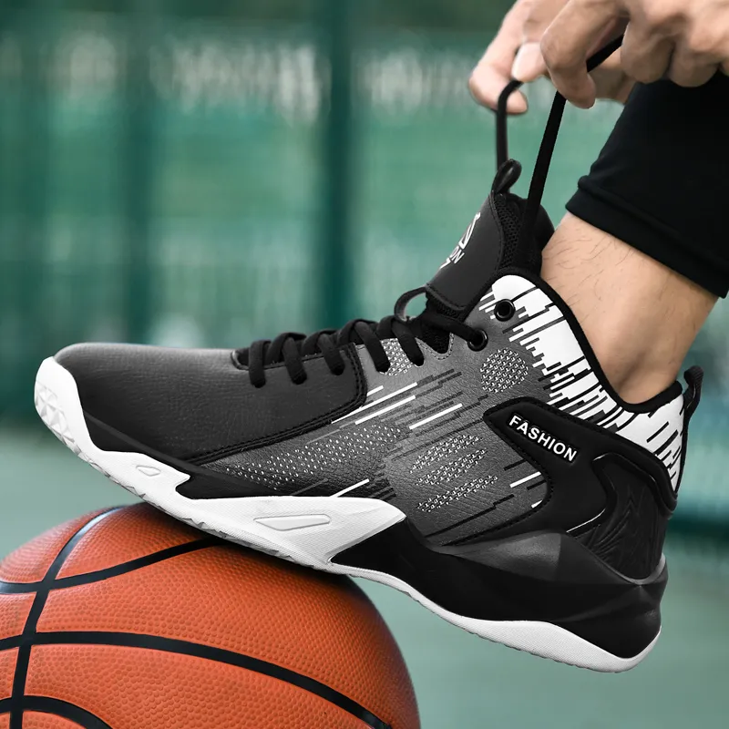 MUSNODO Cushioning, Slip Resistant, And Abrasion Resistant High Top Basketball Shoes Unisex Black White Mismatched-4