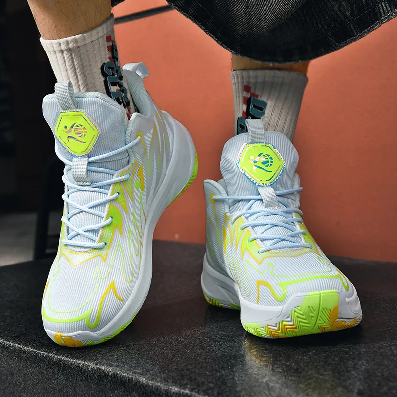 MUSNODO Shock Absorbers Slip Resistant Breathable Mid Top Basketball Shoes Unisex-12