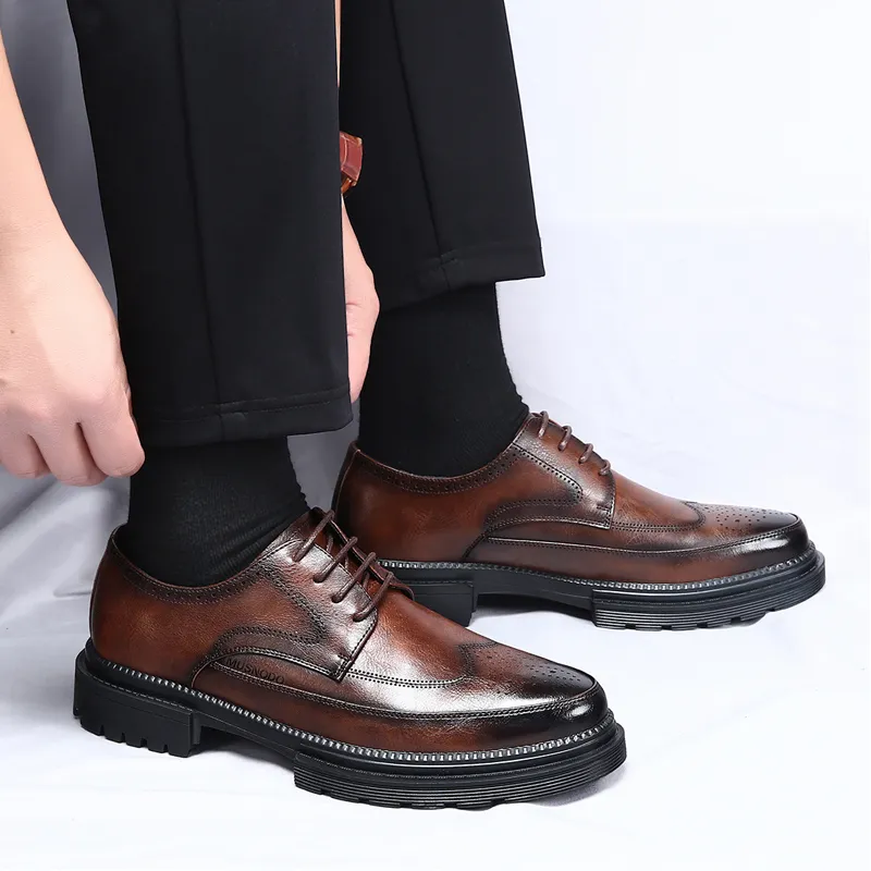 MUSNODO Dress Shoes Men Low Top Black/Brown-8