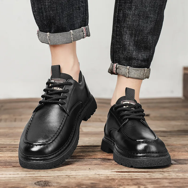 MUSNODO Dress Shoes Men Mid Top Black/Brown-5