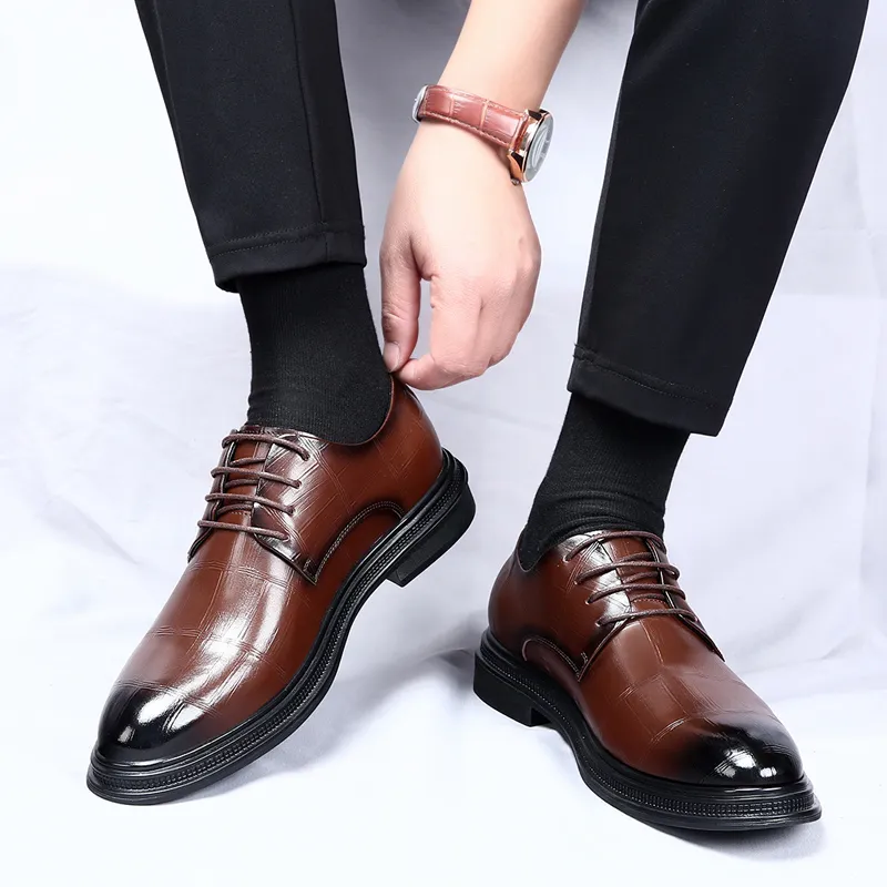 MUSNODO Dress Shoes Men Low Top Black/Brown-6