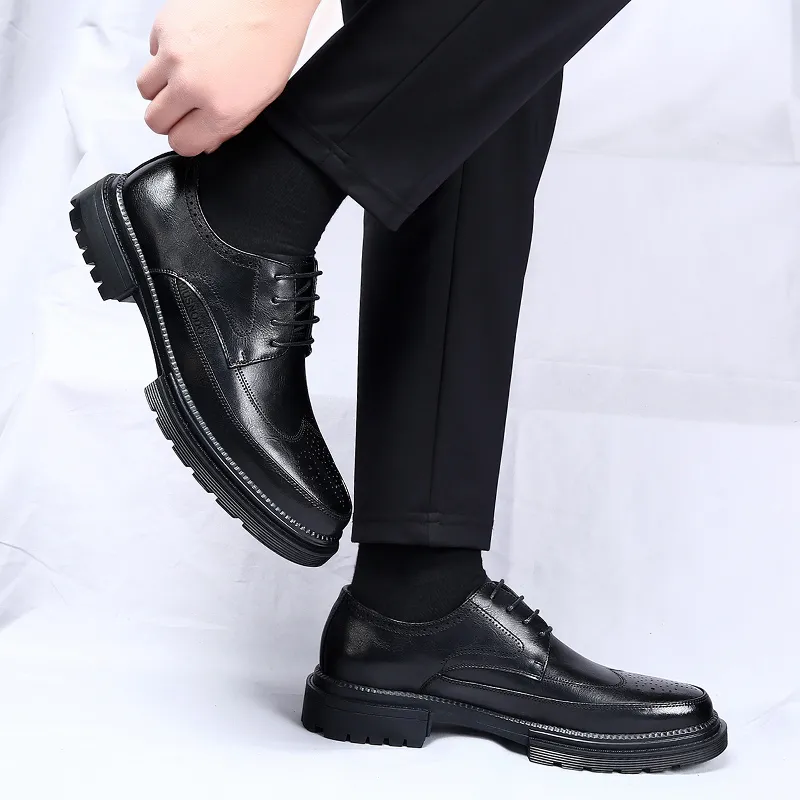 MUSNODO Dress Shoes Men Low Top Black/Brown-5