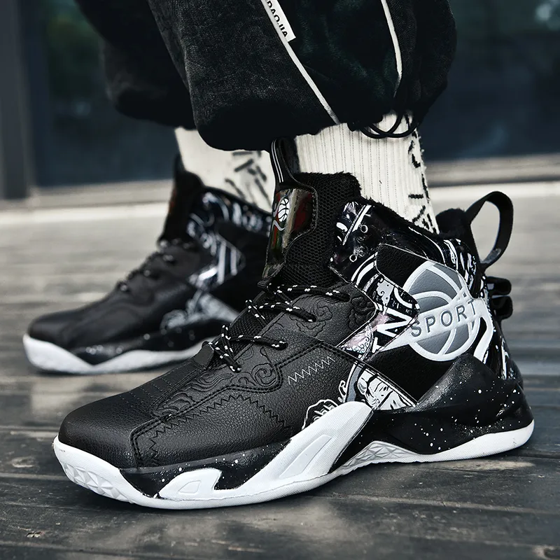 MUSNODO Thermal Cushioning Abrasion Resistant Slip Resistant High Top Basketball Shoes Unisex-36