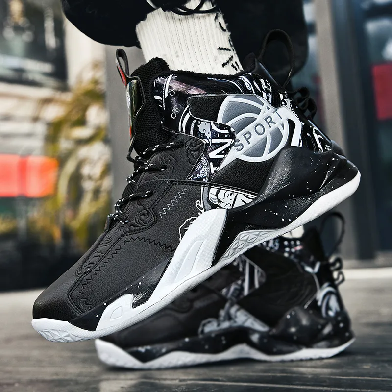 MUSNODO Thermal Cushioning Abrasion Resistant Slip Resistant High Top Basketball Shoes Unisex-37