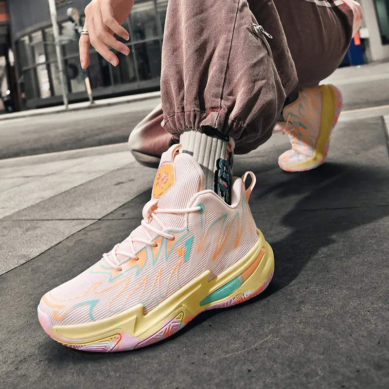MUSNODO Shock Absorbers Slip Resistant Breathable Mid Top Basketball Shoes Unisex-19