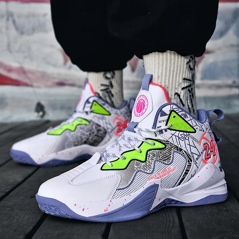 MUSNODO Cushioning, Slip Resistant, Abrasion Resistant, Coverage, Rebound Mid Top Basketball Shoes Unisex-2