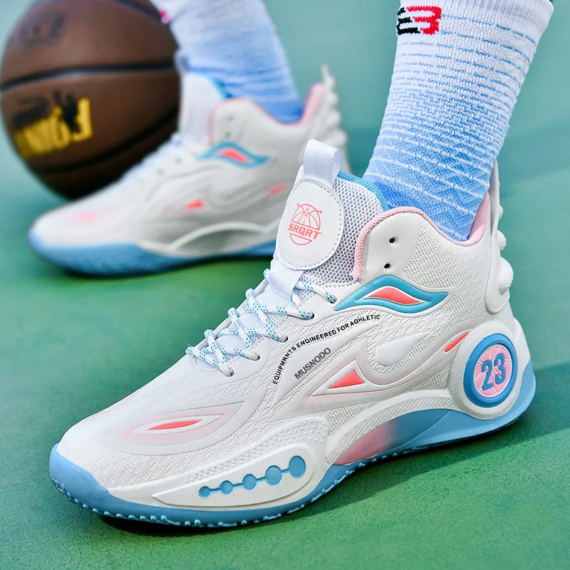 MUSNODO Cushioning, Slip Resistant, Abrasion Resistant, Breathable, Coverage, Rebound Mid Top Basketball Shoes Unisex-12