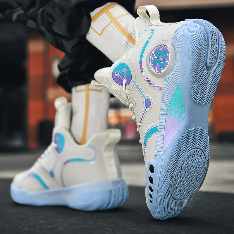 MUSNODO Cushioning, Slip Resistant, Abrasion Resistant, Breathable, Coverage, Rebound Mid Top Basketball Shoes Unisex-35