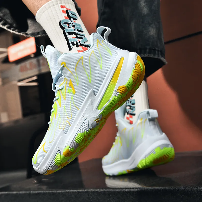 MUSNODO Shock Absorbers Slip Resistant Breathable Mid Top Basketball Shoes Unisex-13