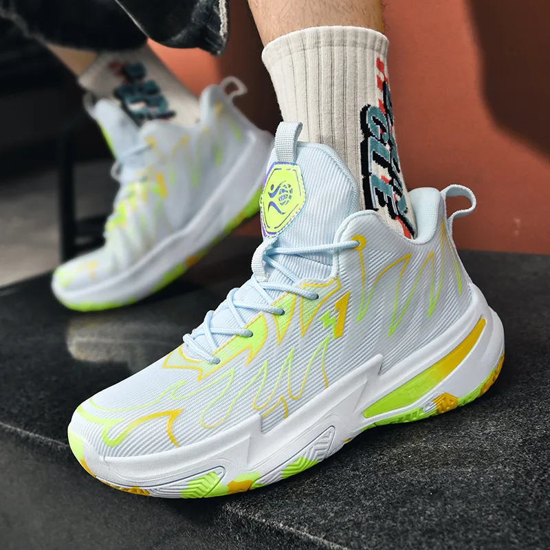 MUSNODO Shock Absorbers Slip Resistant Breathable Mid Top Basketball Shoes Unisex-11