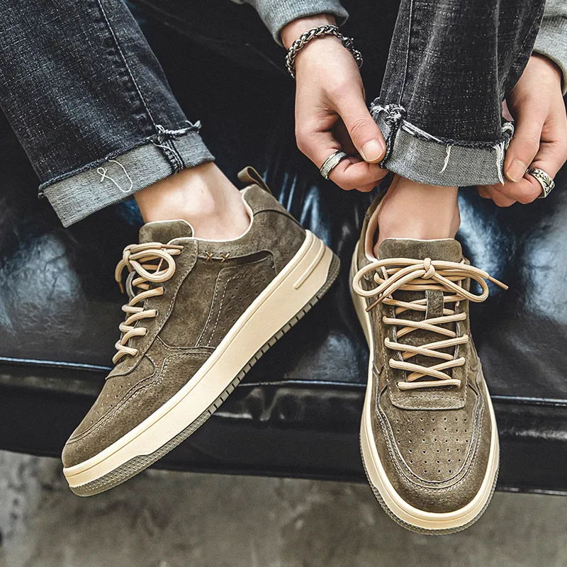 MUSNODO Skateboard Shoes Men Low Top Brown/Beige/Dark Coffee-11