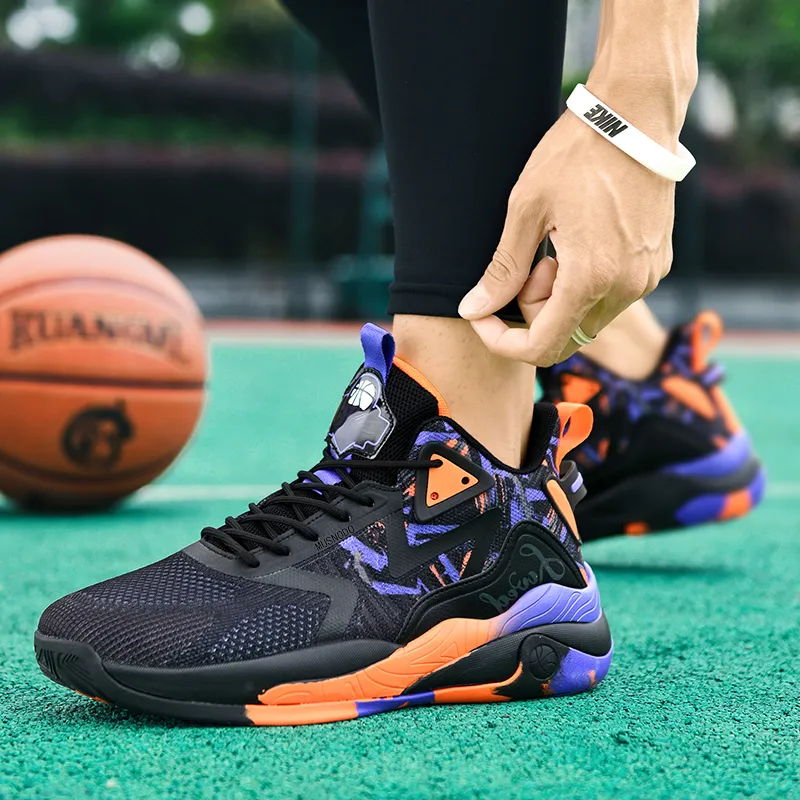 MUSNODO Cushioning, Slip Resistant, Abrasion Resistant, Breathable, Support, Rebound Mid Top Basketball Shoes Men's-4