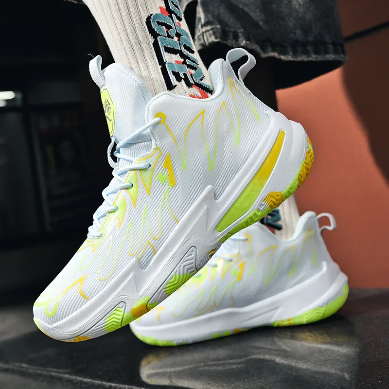 MUSNODO Shock Absorbers Slip Resistant Breathable Mid Top Basketball Shoes Unisex-10