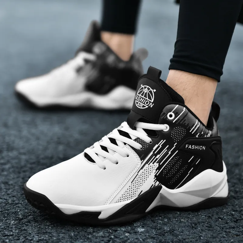 MUSNODO Cushioning, Slip Resistant, And Abrasion Resistant High Top Basketball Shoes Unisex Black White Mismatched-32