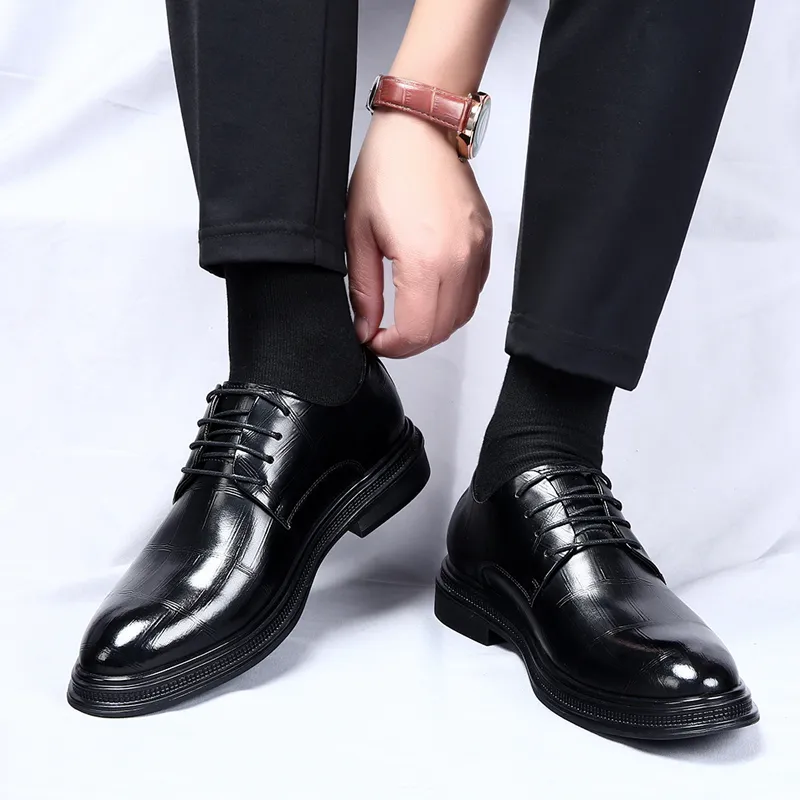 MUSNODO Dress Shoes Men Low Top Black/Brown-3