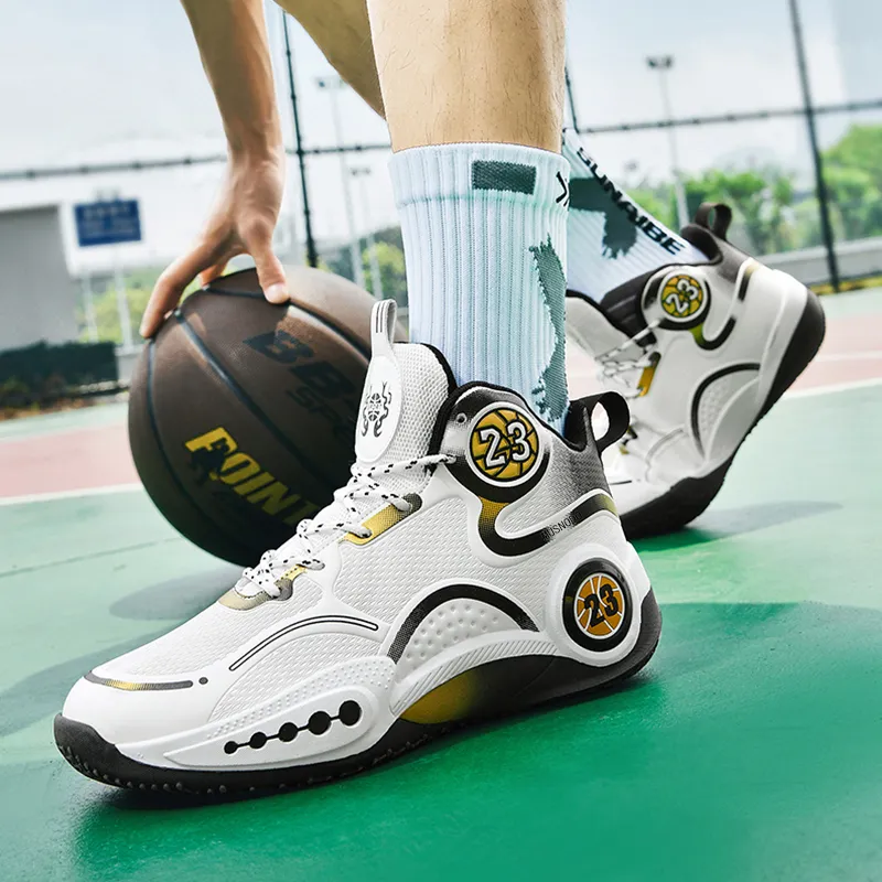 MUSNODO Cushioning Anti-Slip Wear-Resistant Breathable Supportive Rebound Mid-Top Basketball Shoes Unisex-5