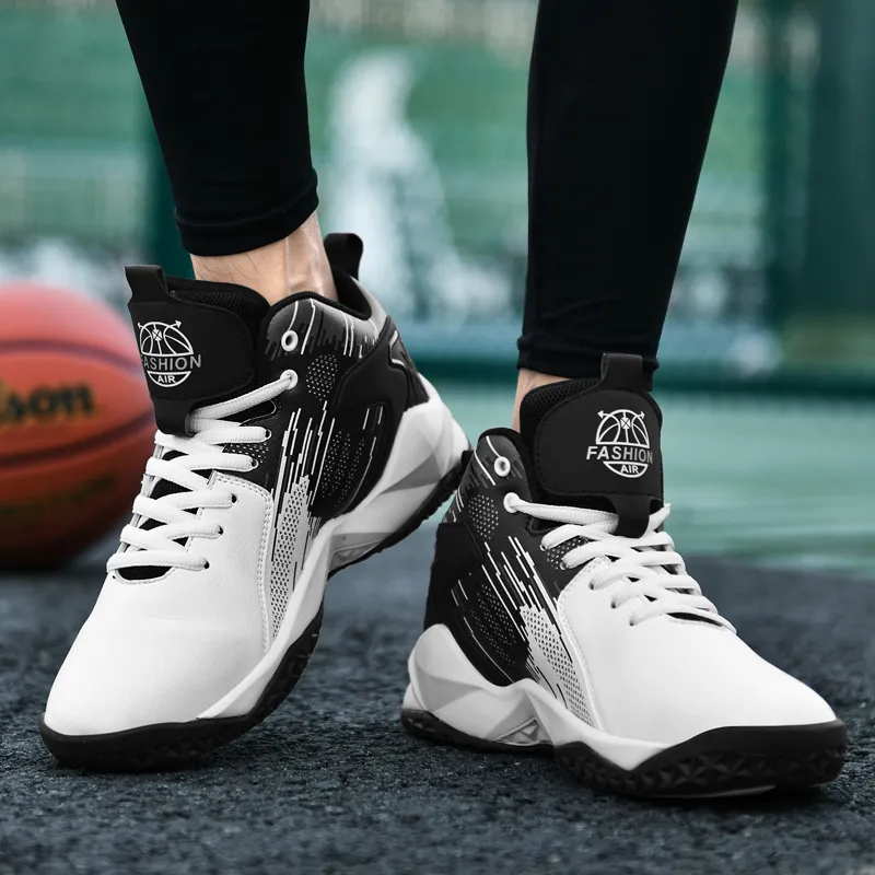 MUSNODO Cushioning, Slip Resistant, And Abrasion Resistant High Top Basketball Shoes Unisex Black White Mismatched-16