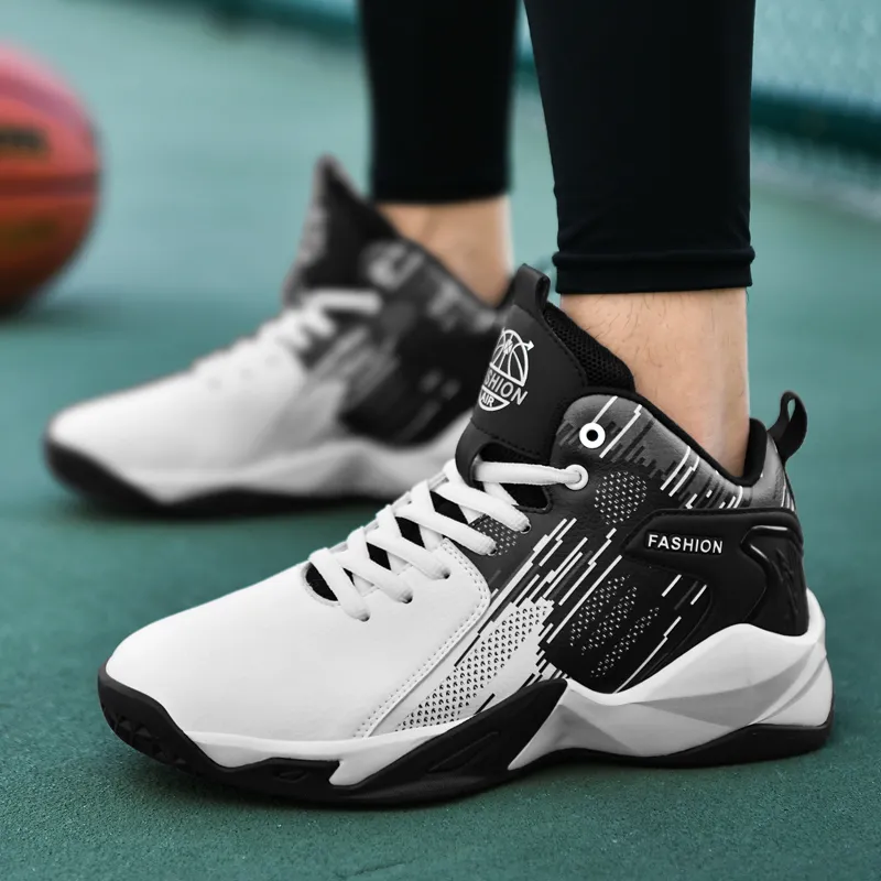 MUSNODO Cushioning, Slip Resistant, And Abrasion Resistant High Top Basketball Shoes Unisex Black White Mismatched-14