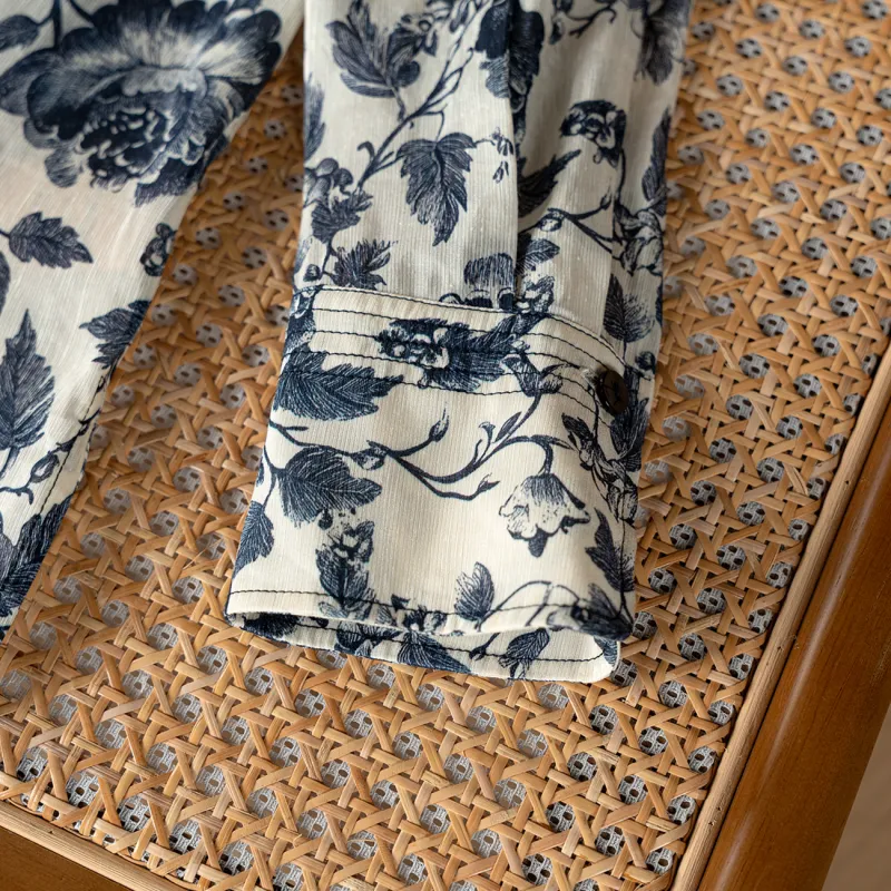 To the west Shirts Women's Blue And White Porcelain-4