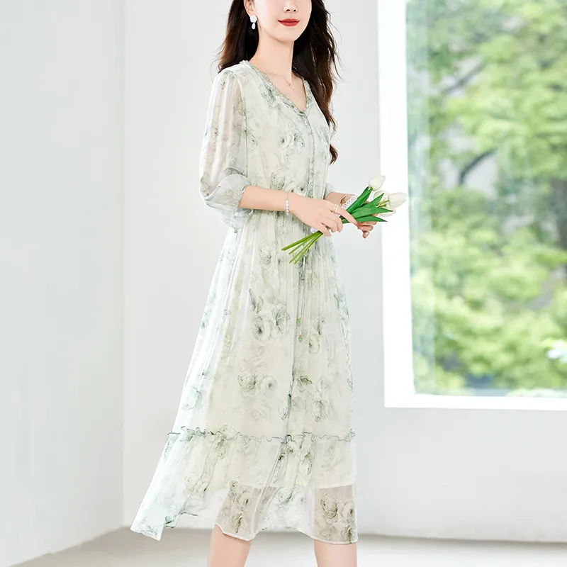 To The West Long Sleeved Dresses Women's Green-7