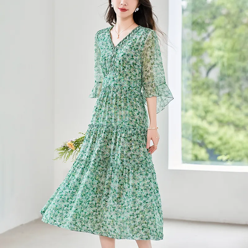 To The West Long Sleeved Dresses Women's Green-1