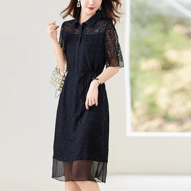To The West Short Sleeved Dresses Women's Black-3