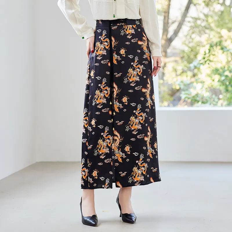 To The West Casual Long Skirts Women's Black-2