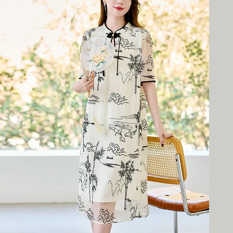 To The West SS24 Short Sleeved Dresses Women's Beige-8