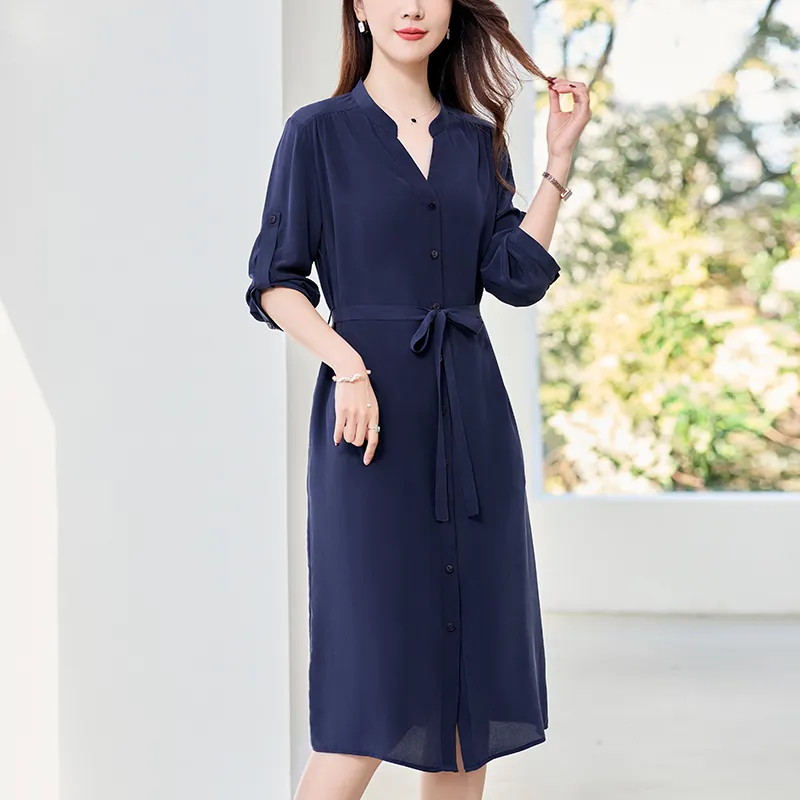 To The West Long Sleeved Dresses Women's Navy Blue-3