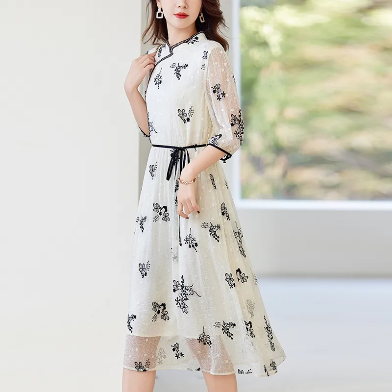 To The West Long Sleeved Dresses Women's Beige-2