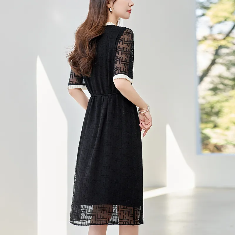 To The West Short Sleeved Dresses Women's Black-4