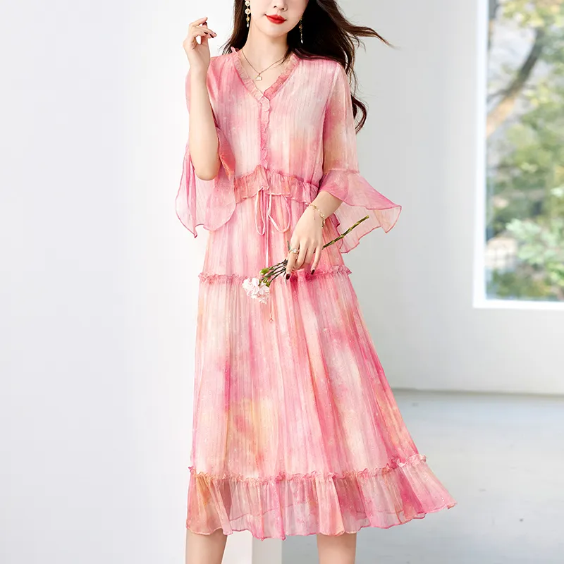 To The West Long Sleeved Dresses Women's Pink-6