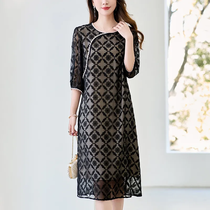 To The West Short Sleeved Dresses Women's Black-4