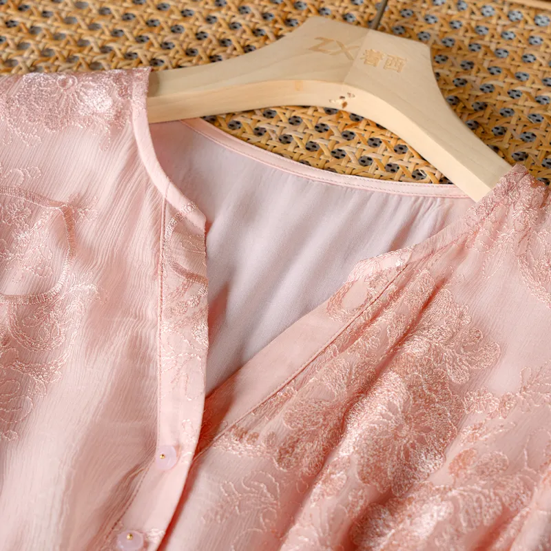 To The West Short Sleeved Dress Women's Pink-3