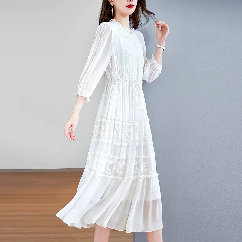To The West Long Sleeved Dresses Women's White-3