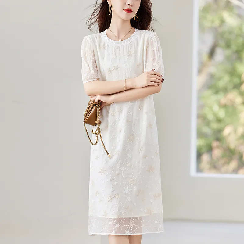 To The West Short Sleeved Dresses Women's Beige-4