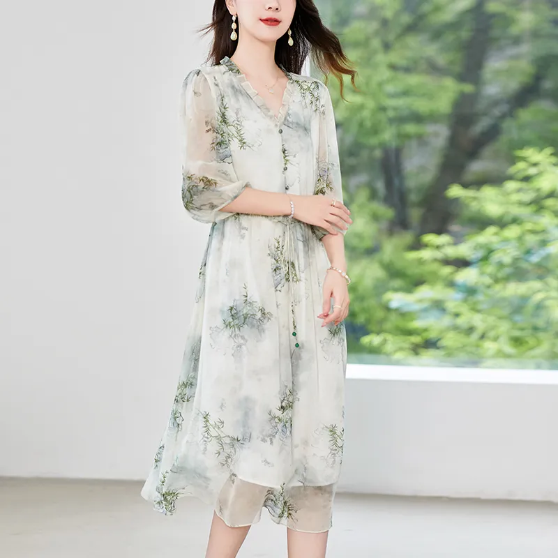 To The West Long Sleeved Dresses Women's Green-4