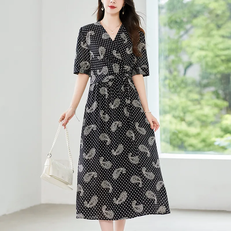 To The West Short Sleeved Dresses Women's Black-5