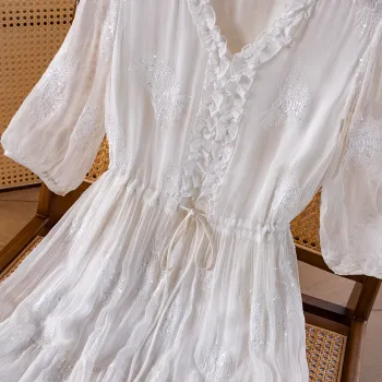 To The West Long-Sleeved Dresses Women's White