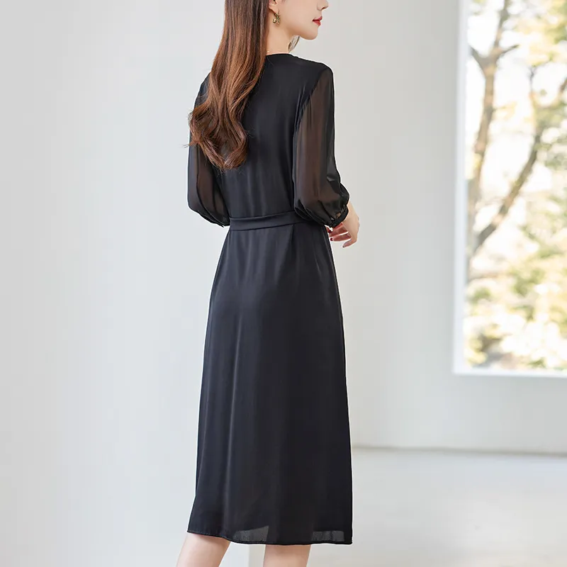 To The West Long Sleeved Dresses Women's Black-5