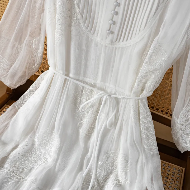 To The West Long Sleeved Dresses Women's White-3