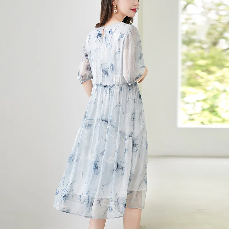 To The West Short Sleeved Dresses Women's Blue-5
