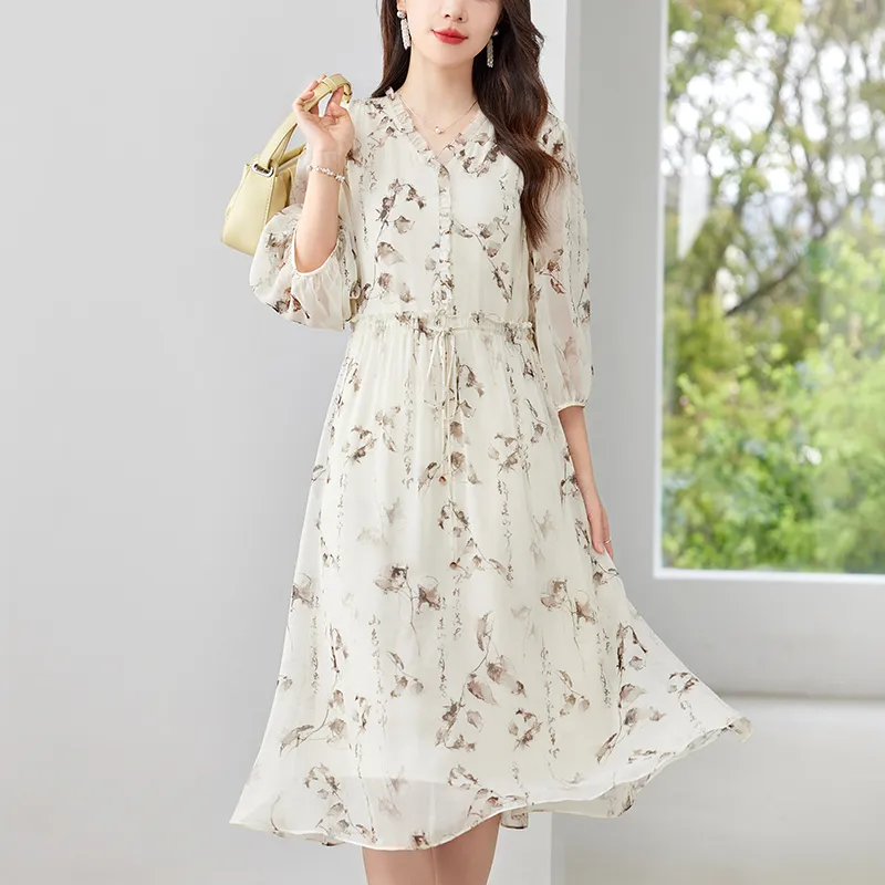 To The West Long Sleeved Dresses Women's Beige-3