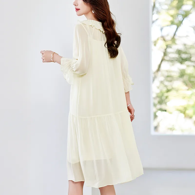 To The West Long Sleeved Dresses Women's Beige-6
