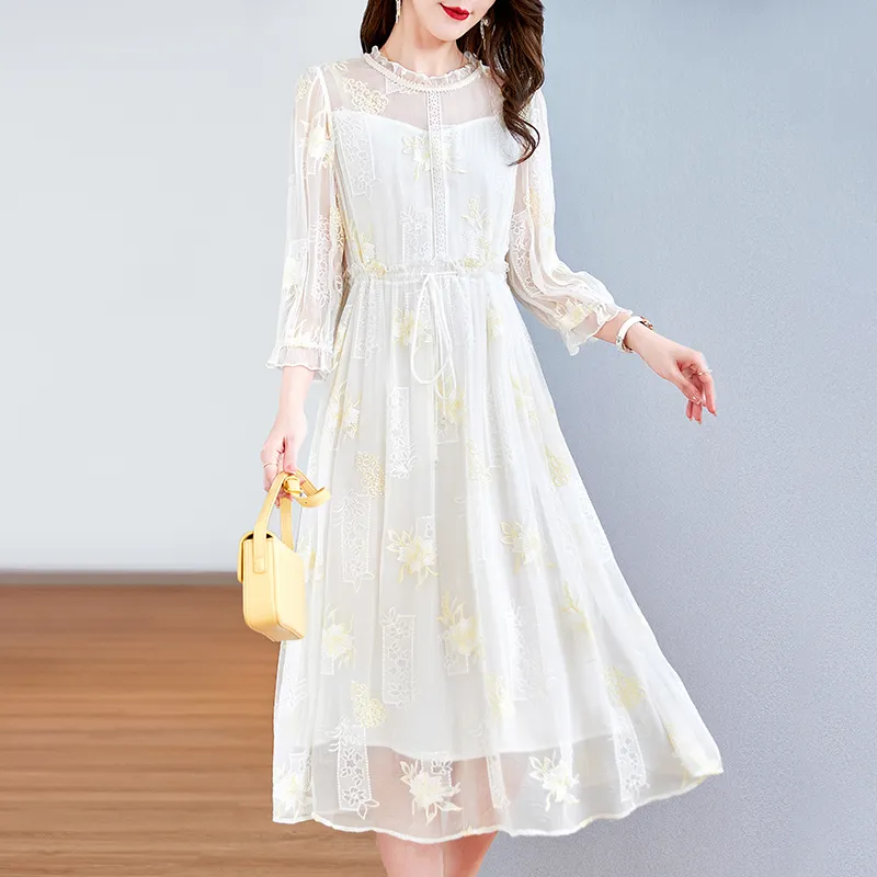 To The West Long Sleeved Dresses Women's White-4