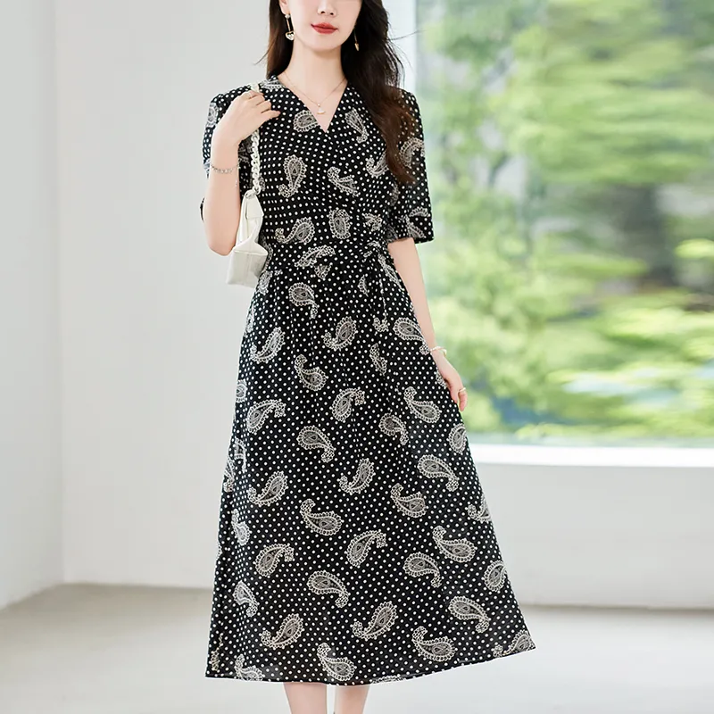 To The West Short Sleeved Dresses Women's Black-2