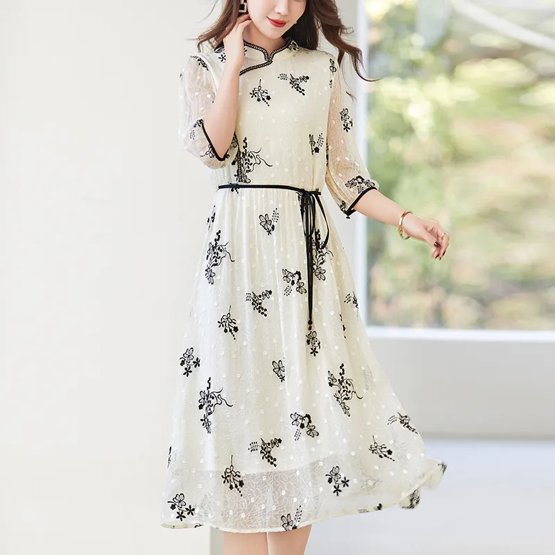 To The West Long Sleeved Dresses Women's Beige-1